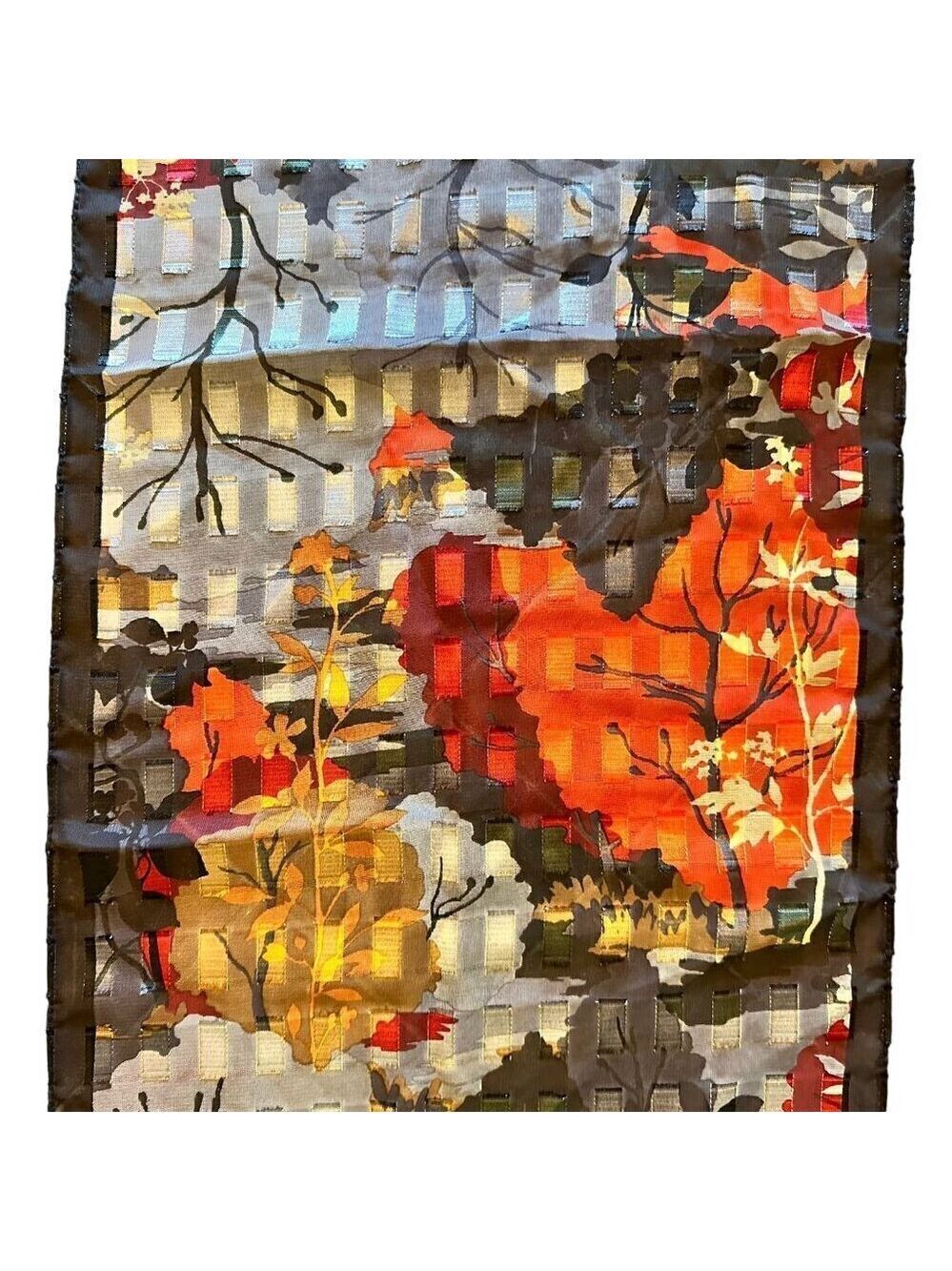 Womens Graphics Scarf Rectangle Sheer Metro Pagoda Print Chic Classic Black Red - Picture 3 of 10